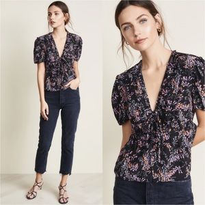 Cinq a Sept Floral Print Silk Top